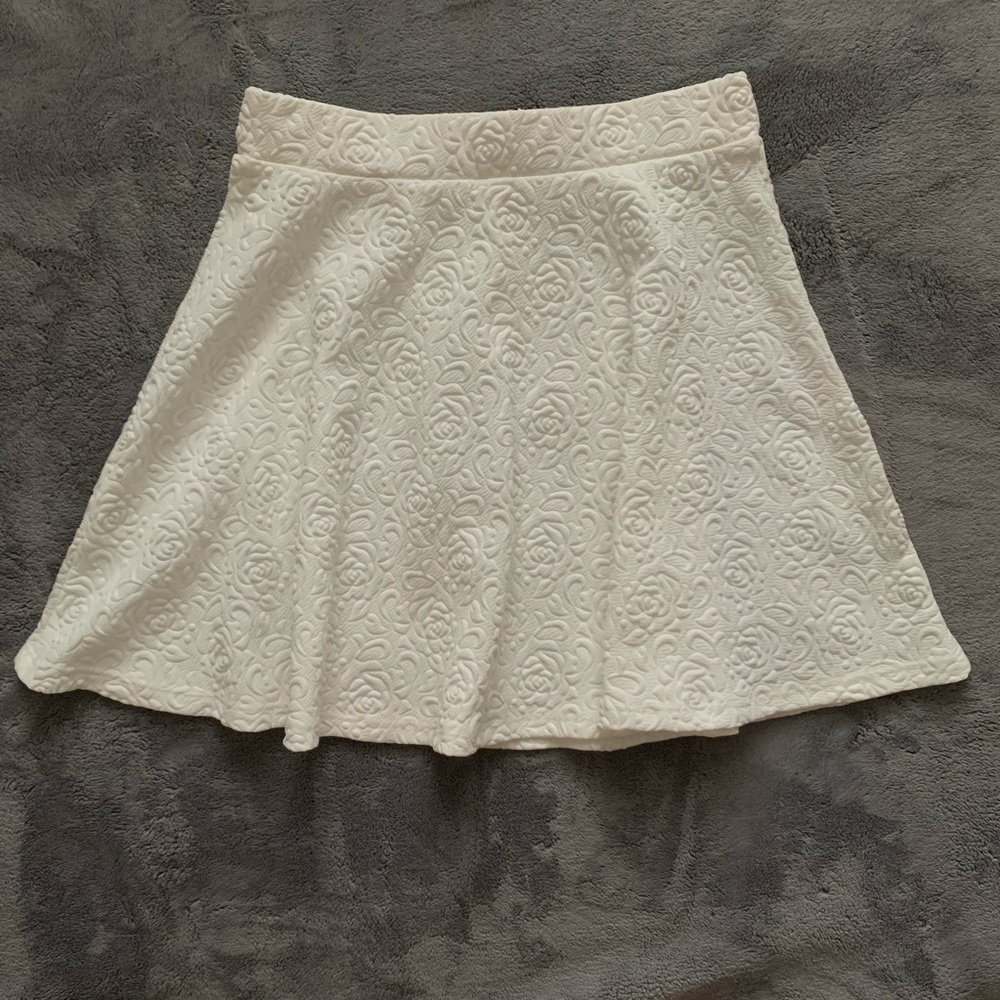 A’GACI White Rose Print Circle Skirt